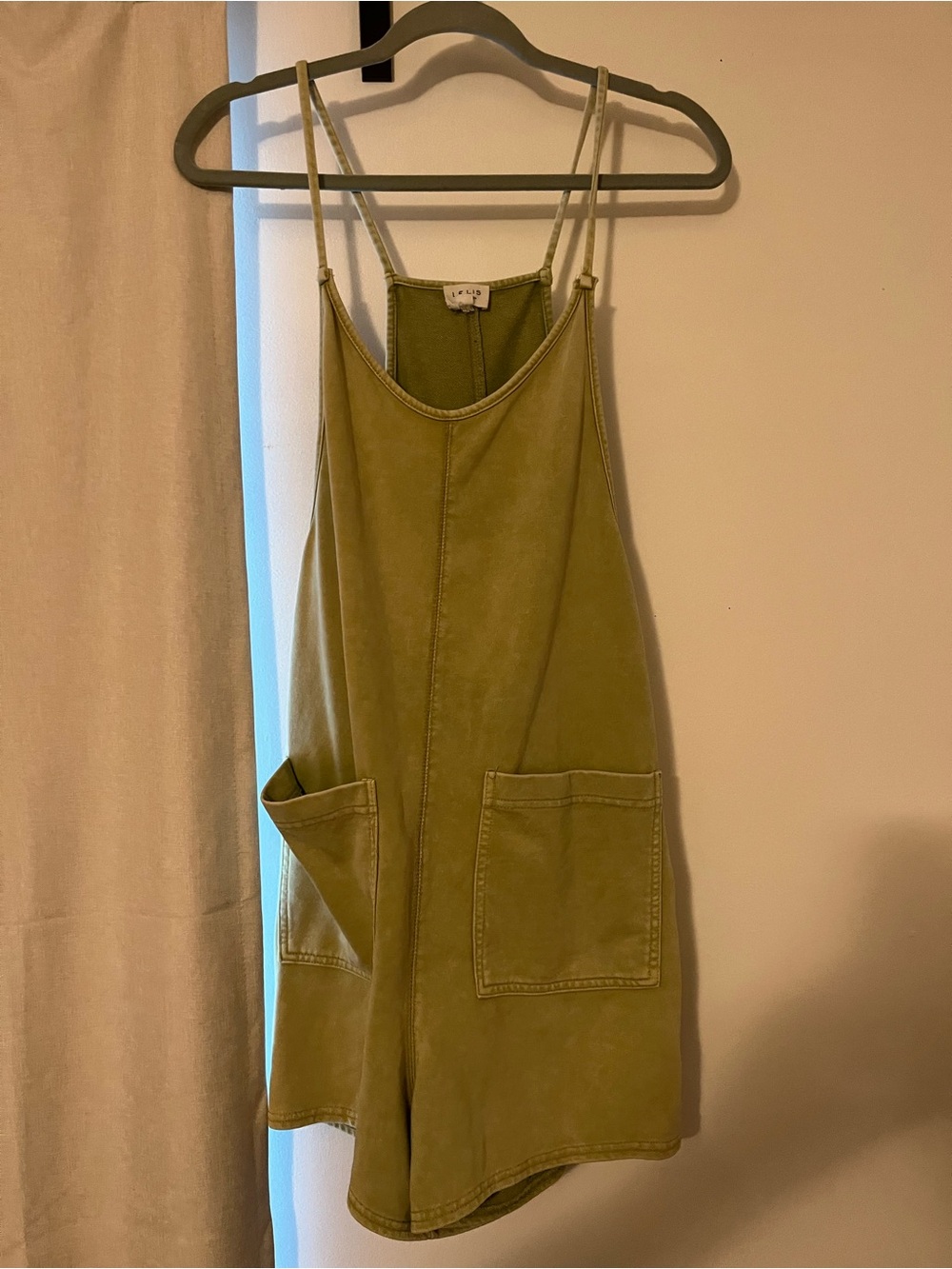 Le Lis light Olive Utility Romper with Front Patch Pockets